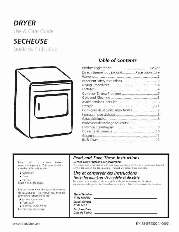 Frigidaire Clothes Dryer NLPWD15-page_pdf